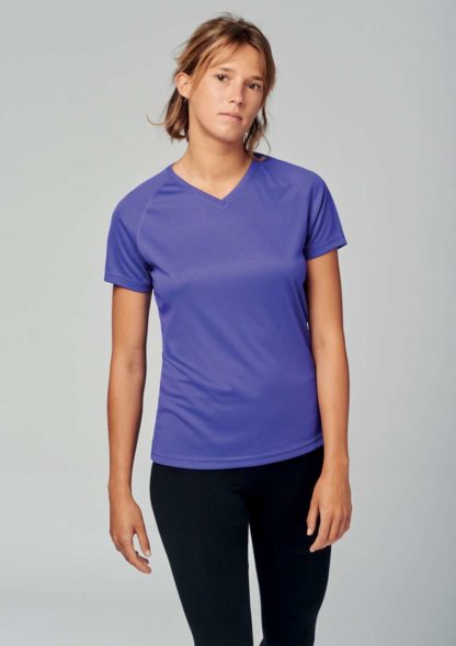 A_T-shirts med tryck LADIES V-NECK SHORT SLEEVE SPORTS T-SHIRT